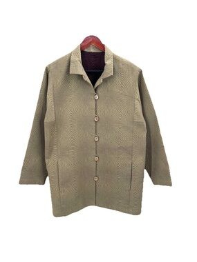 Vintage Custom OOAK Olive Green Artsy Lagenlook Blazer Jacket Womens XL